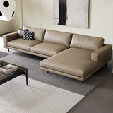 L-Shape Leather Stationary Cushion Back Sectional Sofa Image - 6