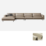 L-Shape Leather Stationary Cushion Back Sectional Sofa Image - 9