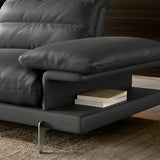 L-Shape Leather Storage Included Black 5-Seater Sofa Chaise Image - 10