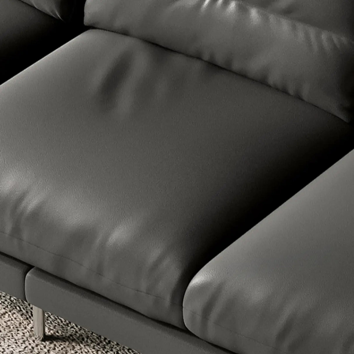 L-Shape Leather Storage Included Black 5-Seater Sofa Chaise Image - 13