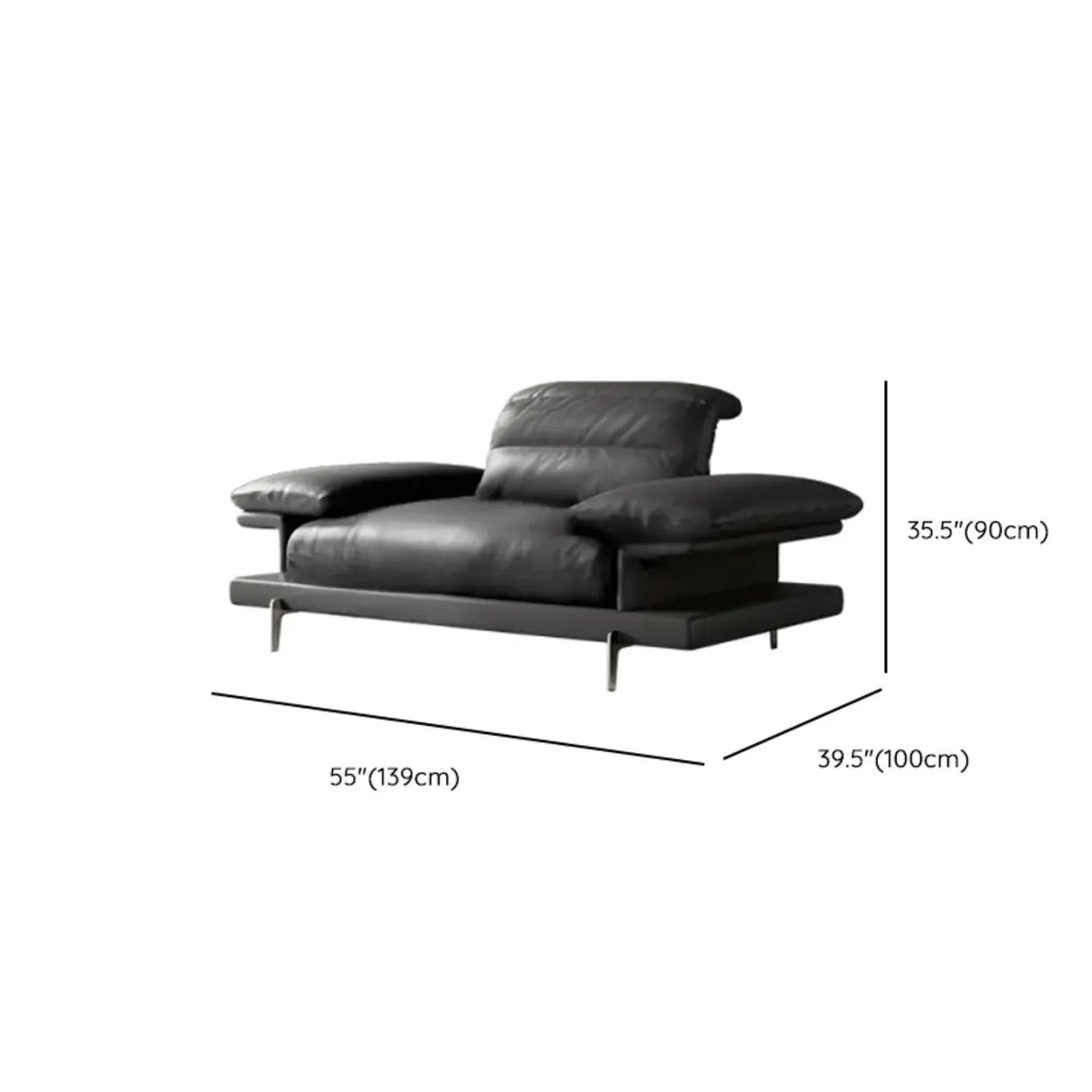 L-Shape Leather Storage Included Black 5-Seater Sofa Chaise 