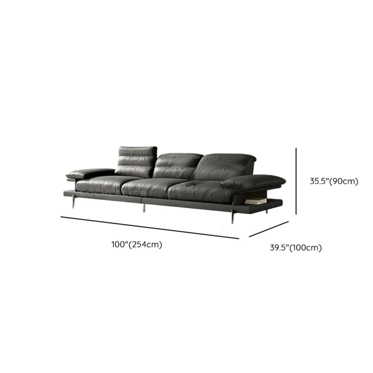 L-Shape Leather Storage Included Black 5-Seater Sofa Chaise Image - 16