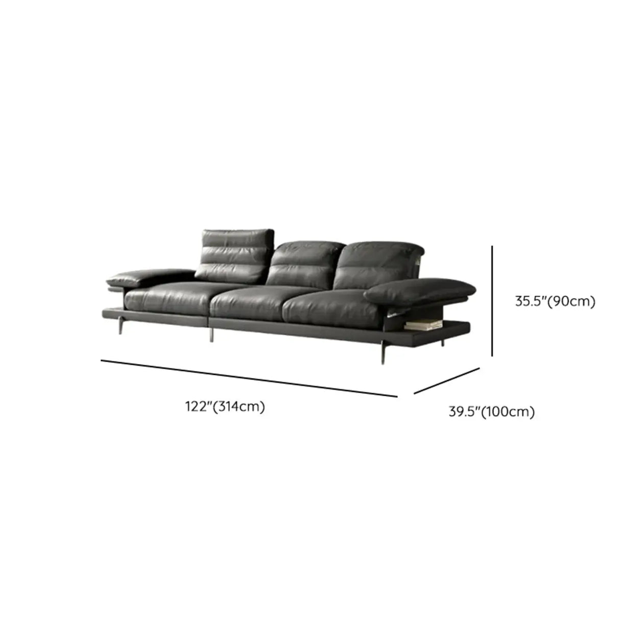 L-Shape Leather Storage Included Black 5-Seater Sofa Chaise Image - 17