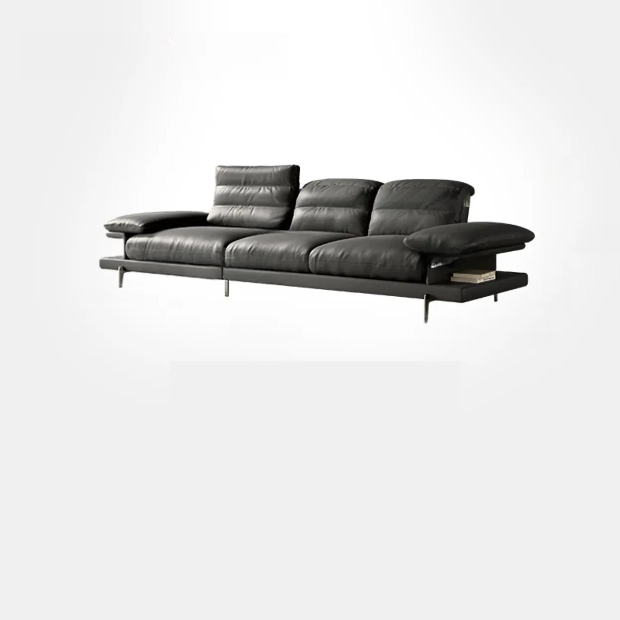L-Shape Leather Storage Included Black 5-Seater Sofa Chaise Image - 3