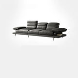 L-Shape Leather Storage Included Black 5-Seater Sofa Chaise Image - 3