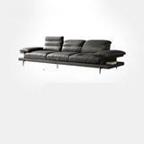 L-Shape Leather Storage Included Black 5-Seater Sofa Chaise Image - 5