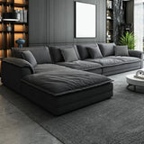L-Shape Velvet Dark Grey Large Recliner Relaxation Sofa Image - 1