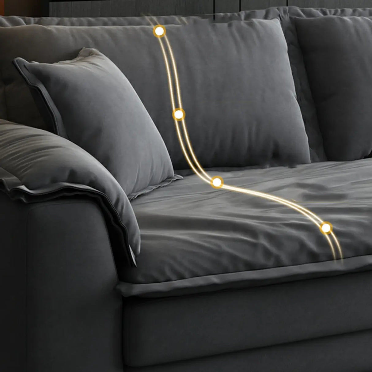 L-Shape Velvet Dark Grey Large Recliner Relaxation Sofa Image - 11