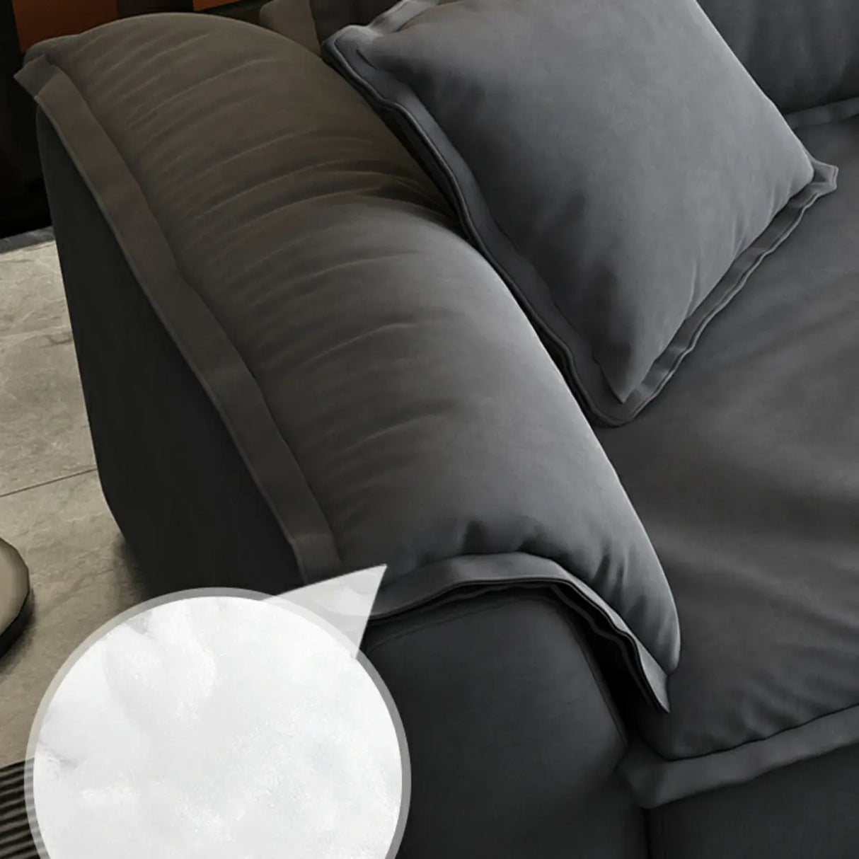 L-Shape Velvet Dark Grey Large Recliner Relaxation Sofa Image - 12