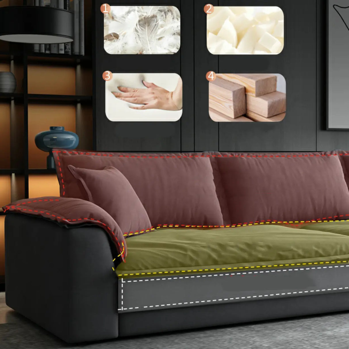 L-Shape Velvet Dark Grey Large Recliner Relaxation Sofa Image - 15