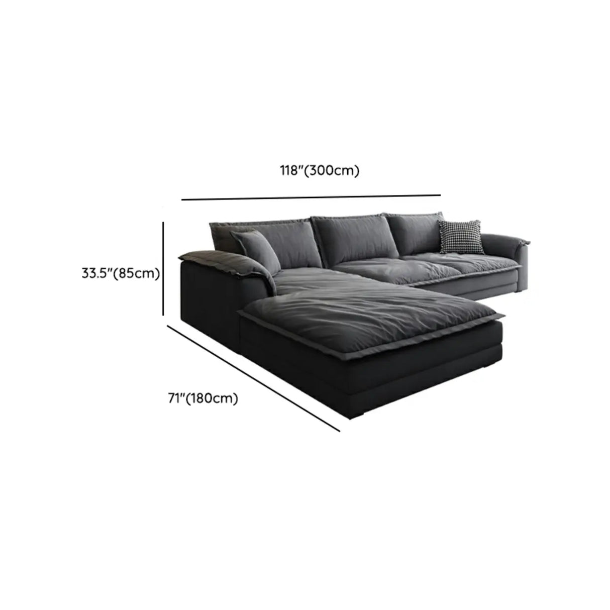 L-Shape Velvet Dark Grey Large Recliner Relaxation Sofa Image - 19