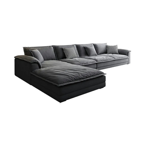 L-Shape Velvet Dark Grey Large Recliner Relaxation Sofa Image - 2