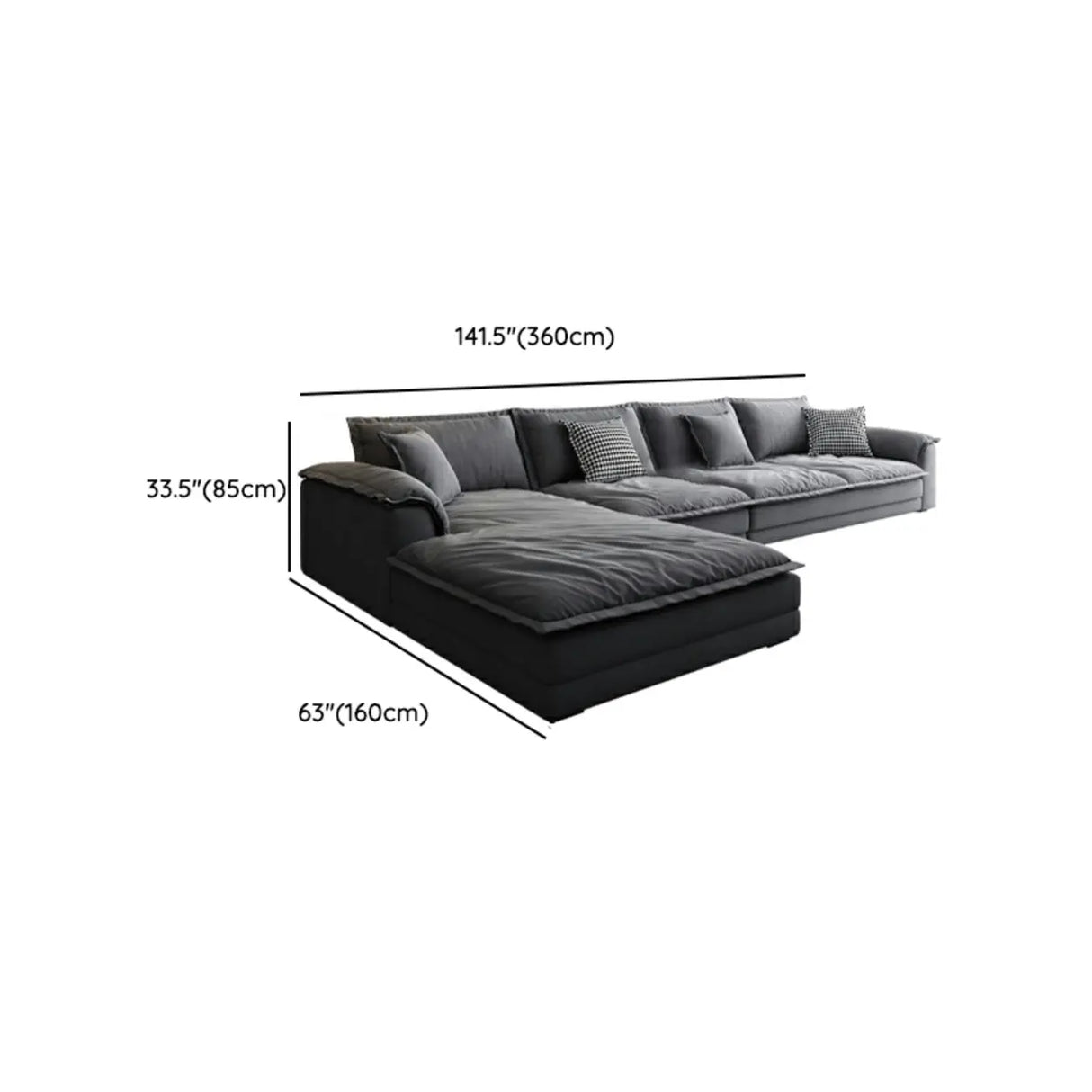 L-Shape Velvet Dark Grey Large Recliner Relaxation Sofa Image - 22