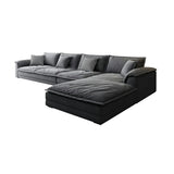 L-Shape Velvet Dark Grey Large Recliner Relaxation Sofa Image - 3