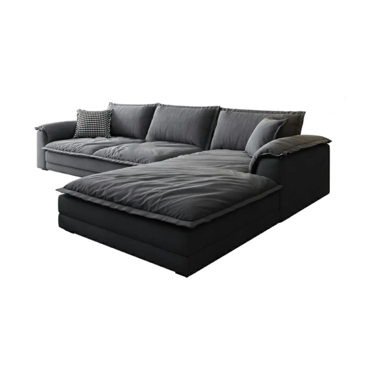L-Shape Velvet Dark Grey Large Recliner Relaxation Sofa Image - 7