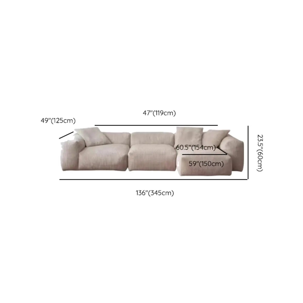 L-Shape Velvet Gray Large Relaxation Sectional Sofa Image - 17