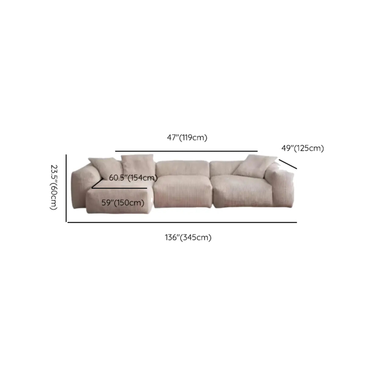 L-Shape Velvet Gray Large Relaxation Sectional Sofa Image - 18