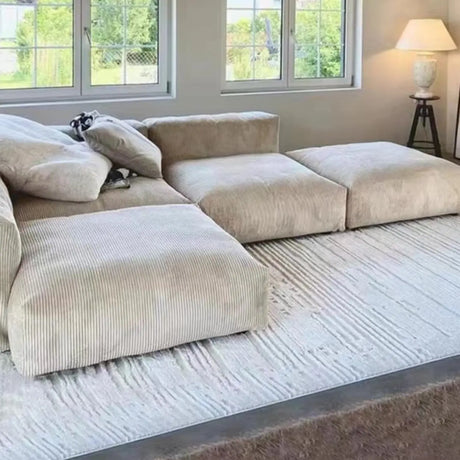 L-Shape Velvet Gray Large Relaxation Sectional Sofa Image - 2