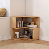 L-Shaped Modern 6-Tier Natural Wood Corner Bookcase Image - 13