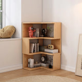 L-Shaped Modern 6-Tier Natural Wood Corner Bookcase Image - 15
