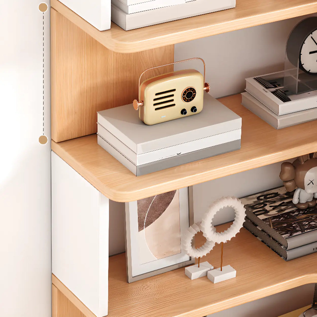 L-Shaped Modern Open Back Corner Solid Wood Bookcase Image - 11