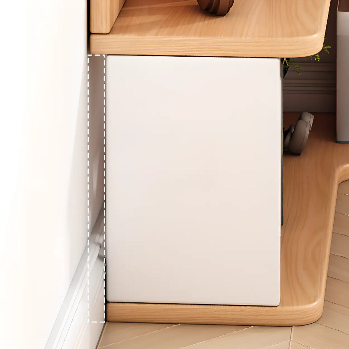 L-Shaped Modern Open Back Corner Solid Wood Bookcase Image - 13