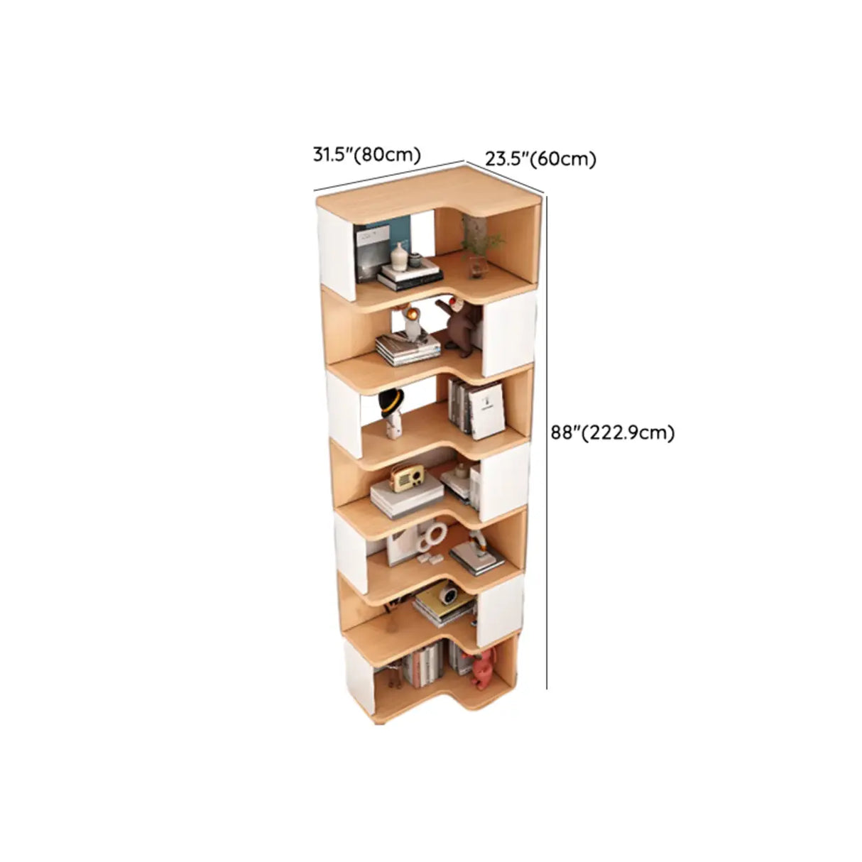 L-Shaped Modern Open Back Corner Solid Wood Bookcase Image - 35