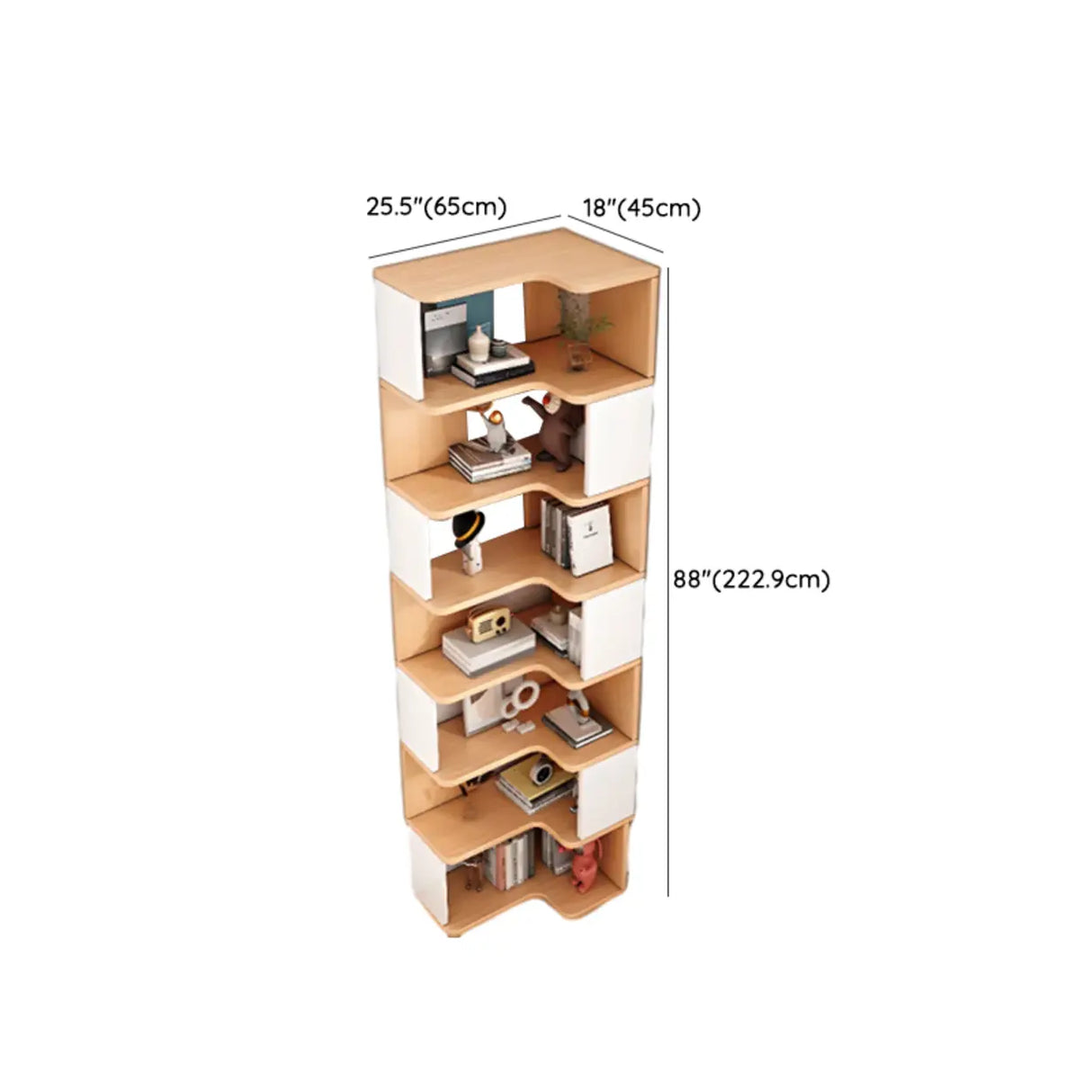 L-Shaped Modern Open Back Corner Solid Wood Bookcase Image - 18