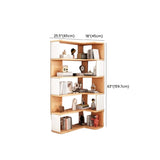L-Shaped Modern Open Back Corner Solid Wood Bookcase Image - 19