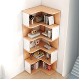 L-Shaped Modern Open Back Corner Solid Wood Bookcase Image - 2