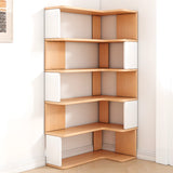 L-Shaped Modern Open Back Corner Solid Wood Bookcase Image - 4