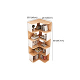 L-Shaped Modern Open Back Corner Solid Wood Bookcase Image - 26