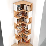 L-Shaped Modern Open Back Corner Solid Wood Bookcase Image - 6