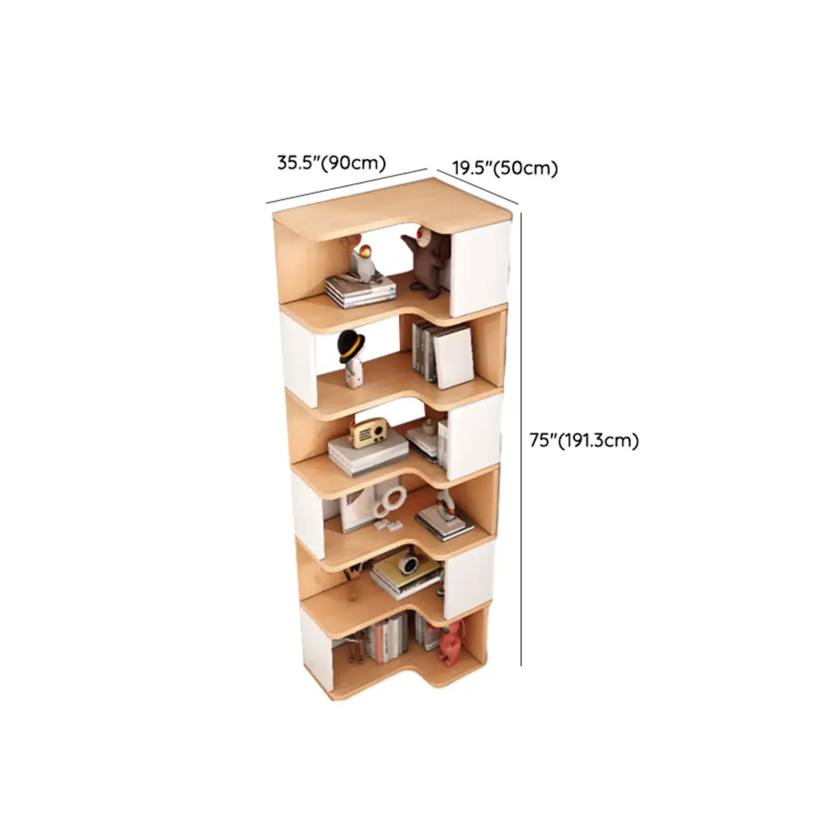 L-Shaped Modern Open Back Corner Solid Wood Bookcase Image - 29