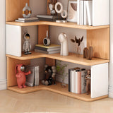 L-Shaped Modern Open Back Corner Solid Wood Bookcase Image - 9