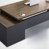 L-Shaped Walnut Computer Desk with Storage and Cabinets Image - 10