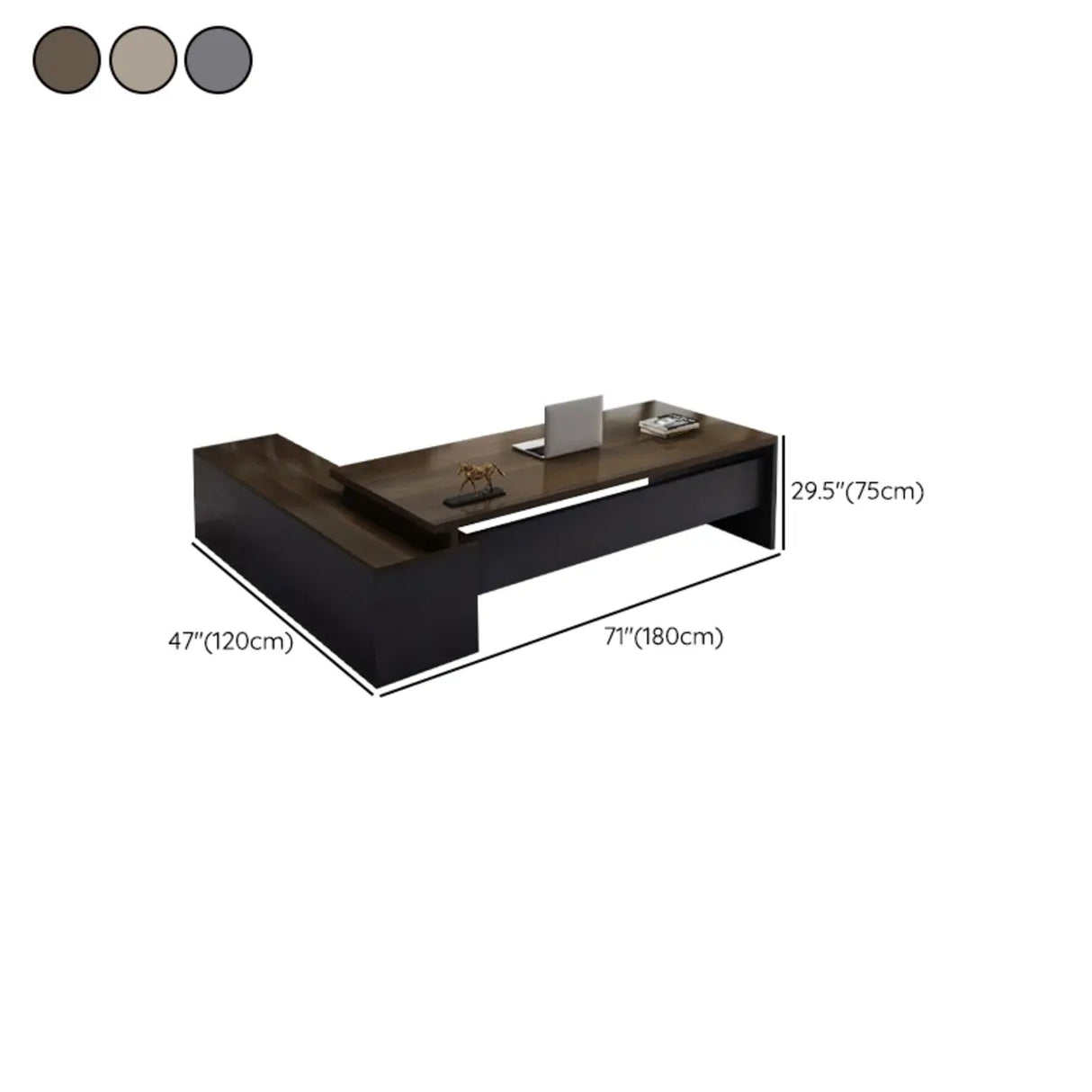 L-Shaped Walnut Computer Desk with Storage and Cabinets Image - 12