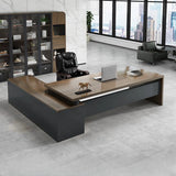 L-Shaped Walnut Computer Desk with Storage and Cabinets Image - 3