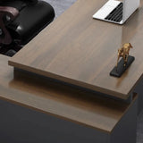 L-Shaped Walnut Computer Desk with Storage and Cabinets Image - 4