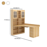 L-Shaped Wooden Writing Desk with Hutch and Drawers Image - 13