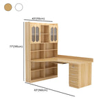 L-Shaped Wooden Writing Desk with Hutch and Drawers Image - 15