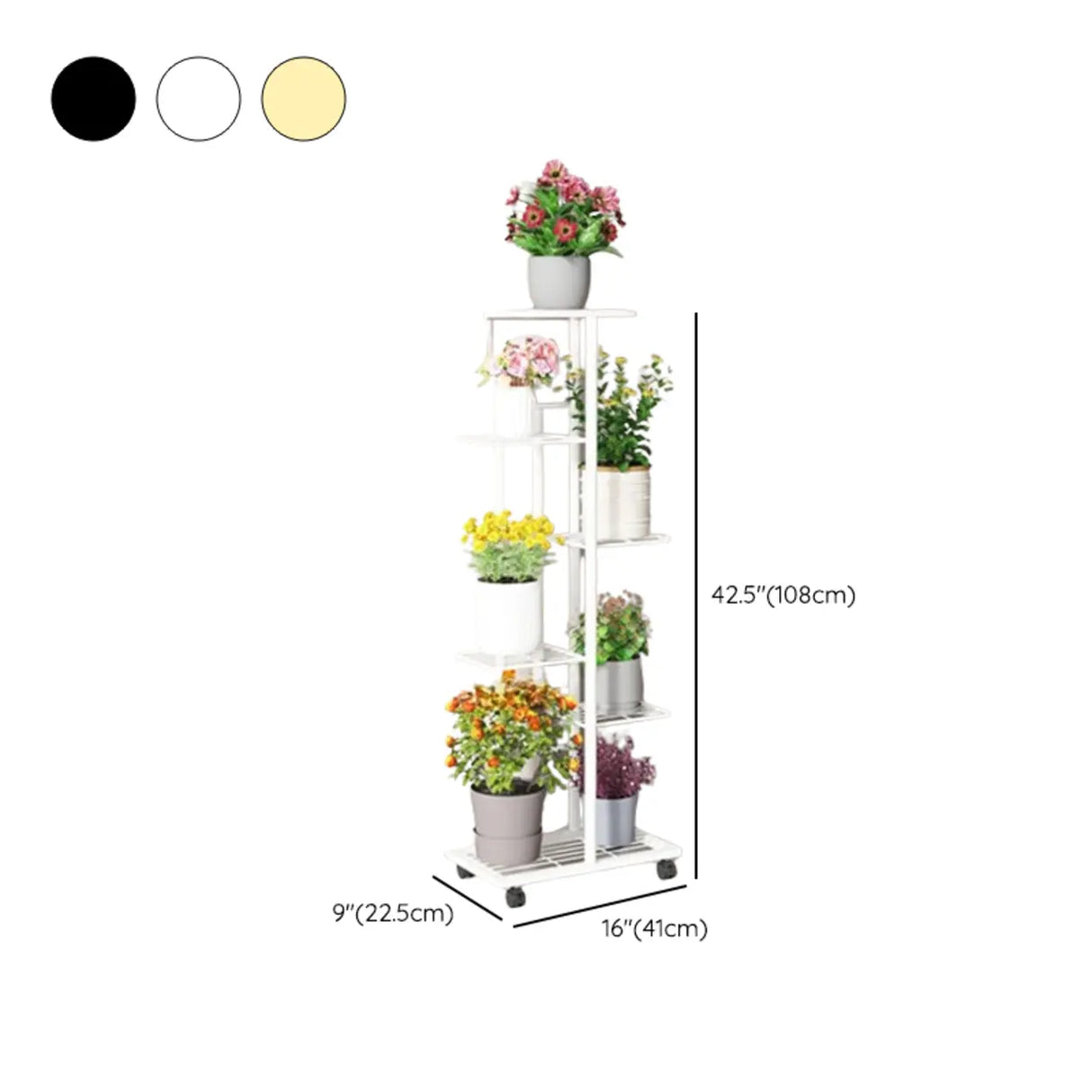 Ladder Metal Rolling 3-Tier Storage Plant Stand Gold 