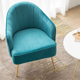 Lake Blue Dutch Velvet Sewn Pillow Back Arm Chair Image - 1