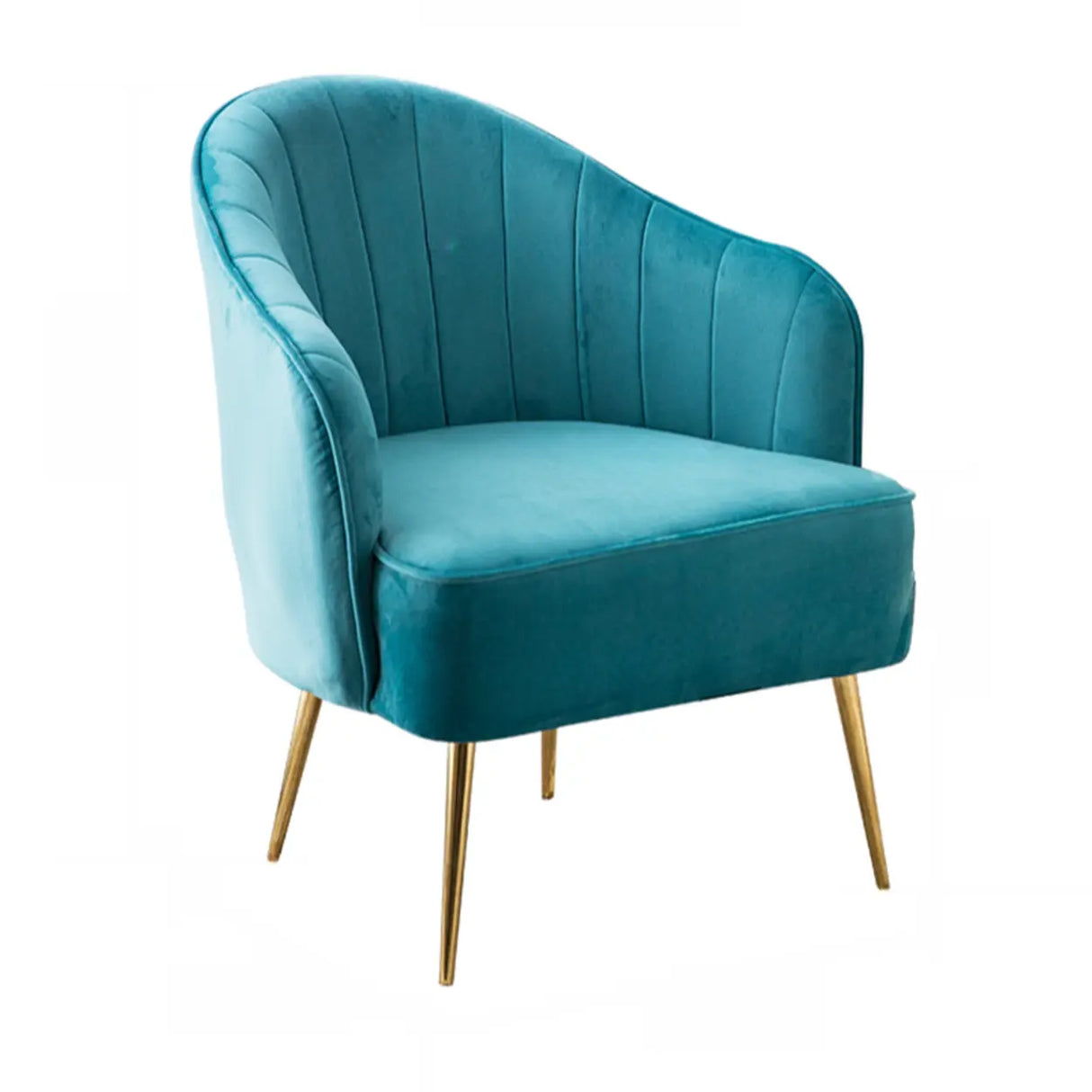 Lake Blue Dutch Velvet Sewn Pillow Back Arm Chair Image - 10