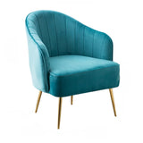 Lake Blue Dutch Velvet Sewn Pillow Back Arm Chair Image - 10