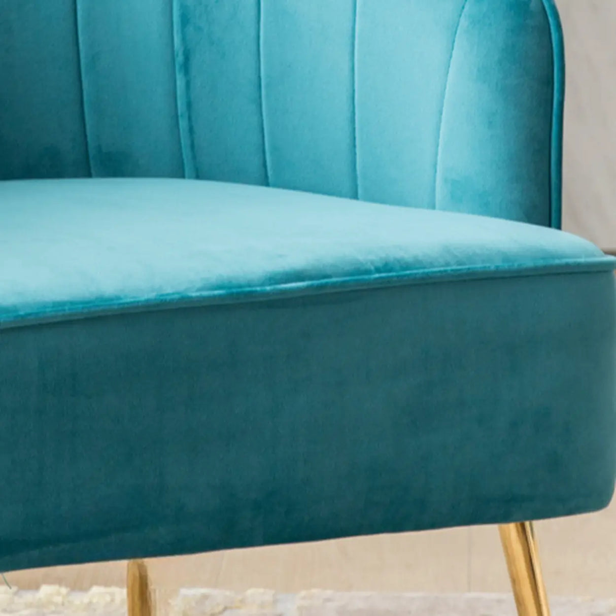 Lake Blue Dutch Velvet Sewn Pillow Back Arm Chair Image - 12