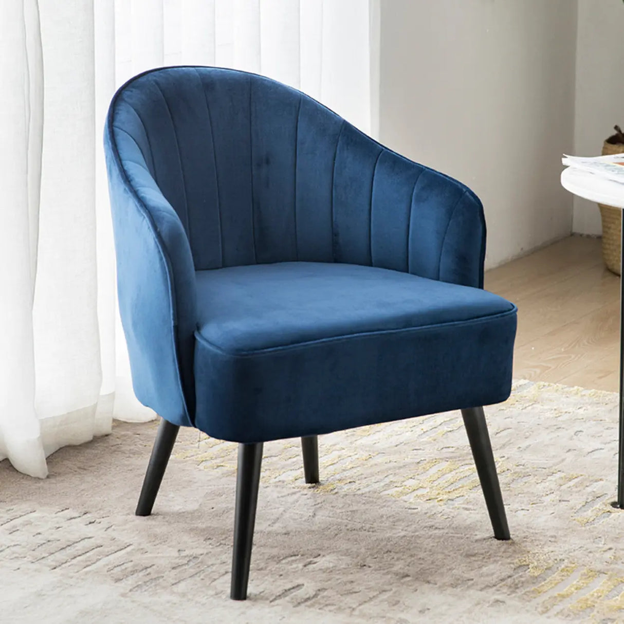 Lake Blue Dutch Velvet Sewn Pillow Back Arm Chair Image - 17