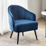 Lake Blue Dutch Velvet Sewn Pillow Back Arm Chair Image - 17