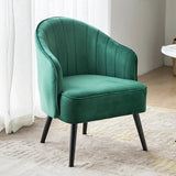 Lake Blue Dutch Velvet Sewn Pillow Back Arm Chair Image - 18