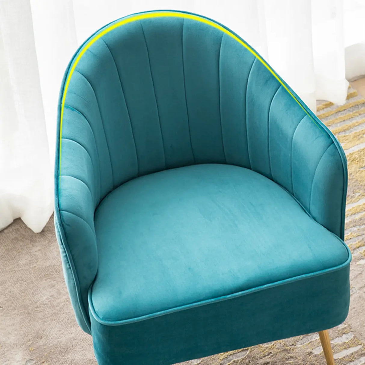 Lake Blue Dutch Velvet Sewn Pillow Back Arm Chair Image - 6